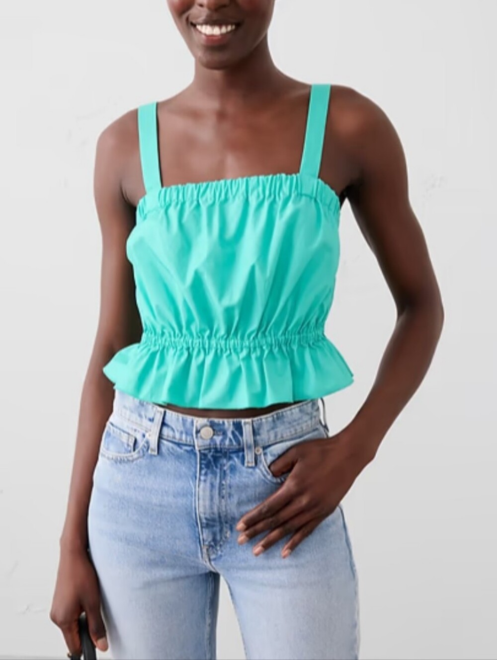 Banana Republic Elastic-Gather Tank Top Aqua Tides NWT XS